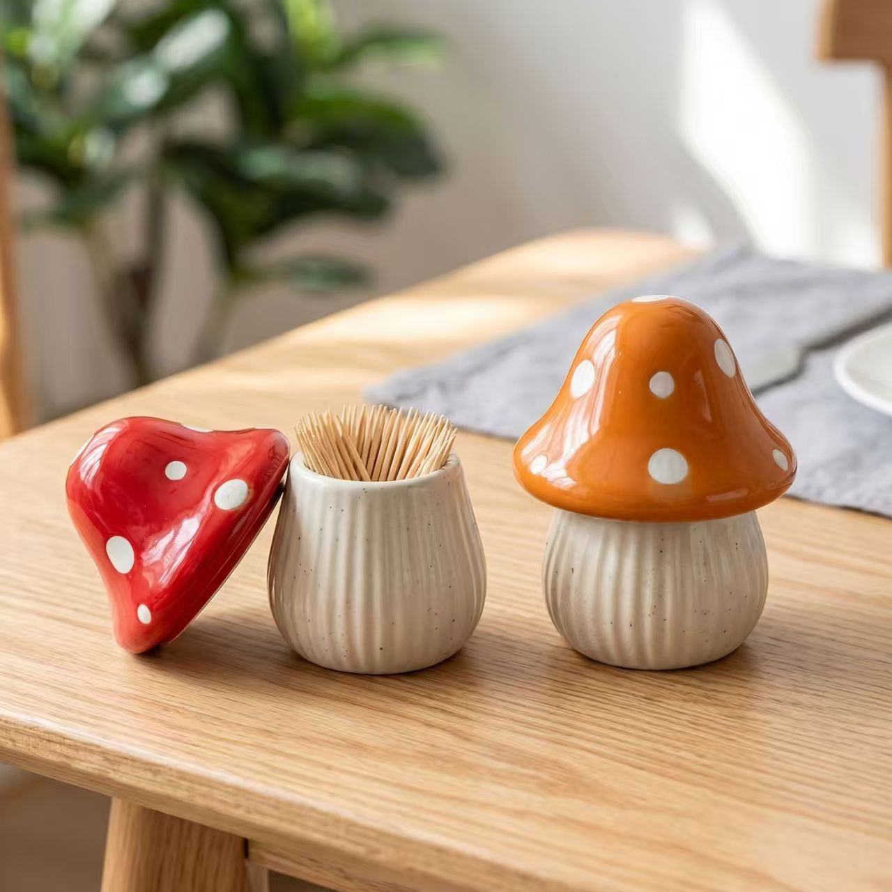Home Goods Bathroom Storage - 만화 버섯 모양 세라믹 보관 용기