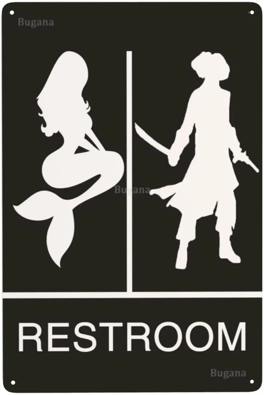 Home Bathroom Toilet - 인어 해적 화장실 빈티지 금속 간판,