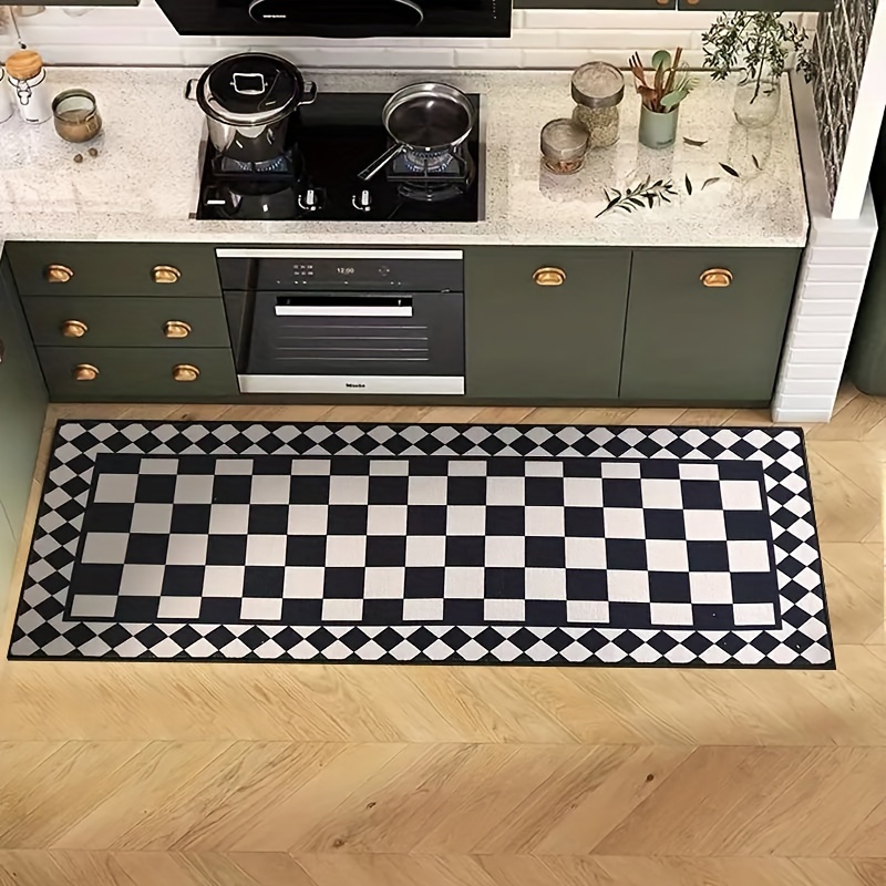 Home Bathroom Rugs - VIKAMA 블랙 화이트 체크 무늬 추상