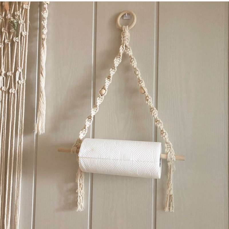 Tiny Home Bathroom Kit - 마크라메 종이 타월 거치대 벽걸이 주방