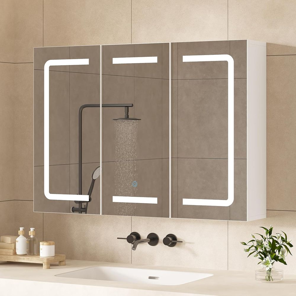 Home Bathroom Cabinets - 거울이 있는 약장 정리함, 조명이 있는
