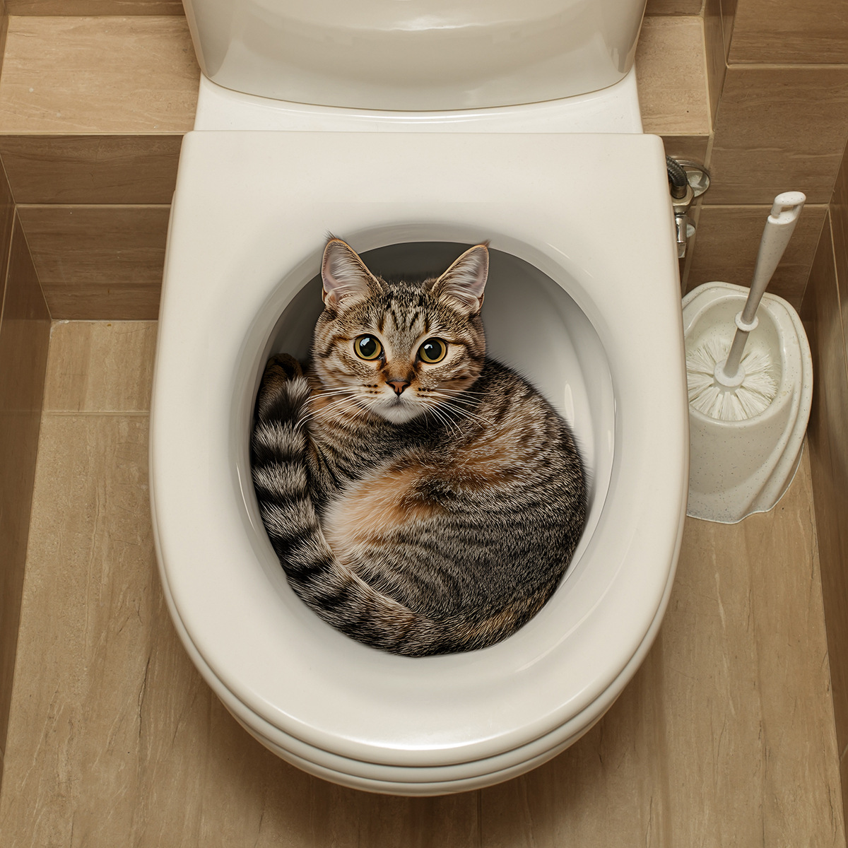 Tiny Home Bathroom Kit - 3D 재미 있은 고양이 화장실 스티커