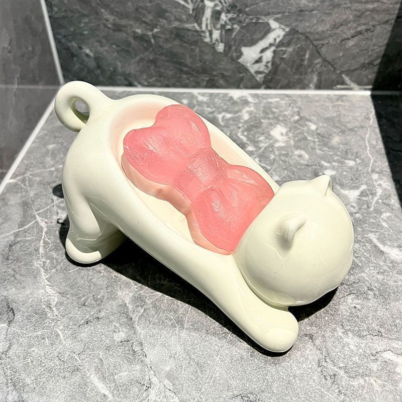 Tiny Home Bathroom Kit - 귀여운 고양이 모양 배수 비누 홀더