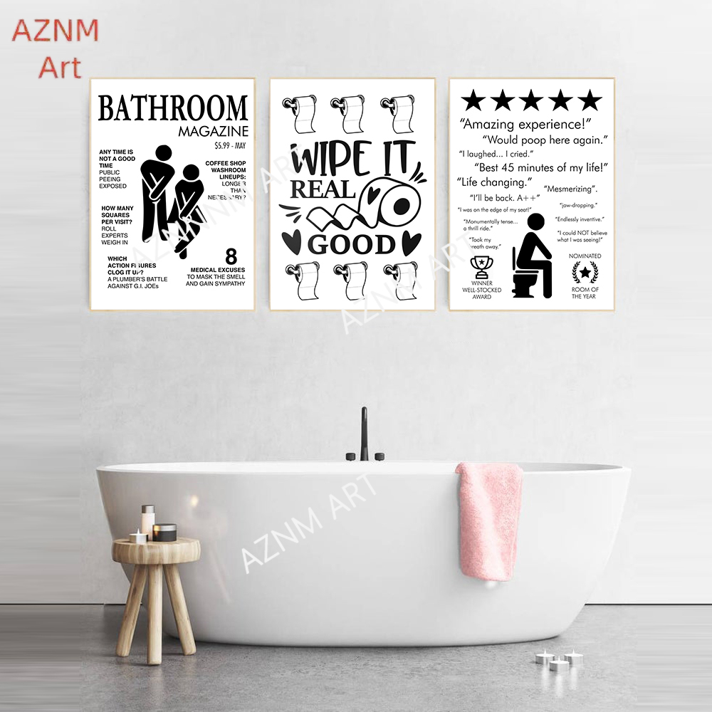 벽 예술 캔버스 그림 재미있는 욕실 규칙 표지판 북유럽 - Home Bathroom Toilet 리뷰 및 가격