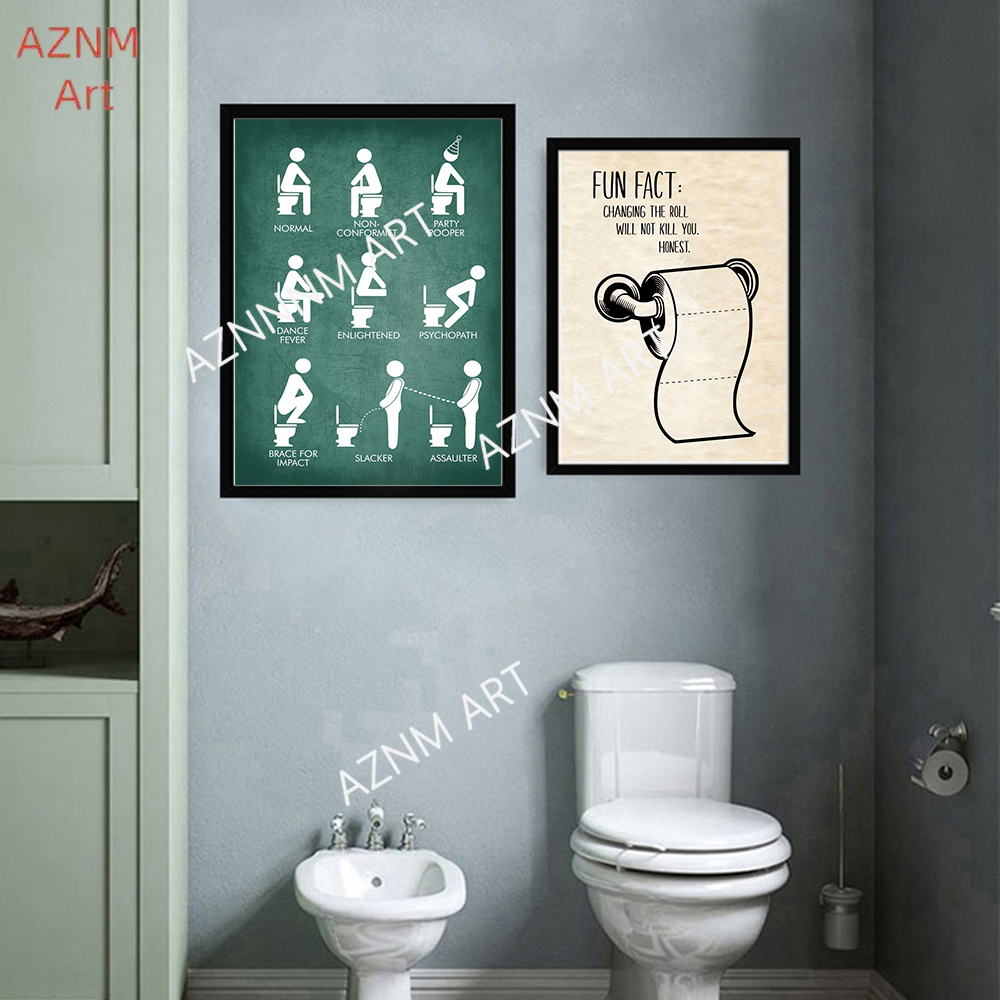 벽 예술 캔버스 그림 재미있는 욕실 규칙 표지판 북유럽 - Home Bathroom Toilet 리뷰 및 가격