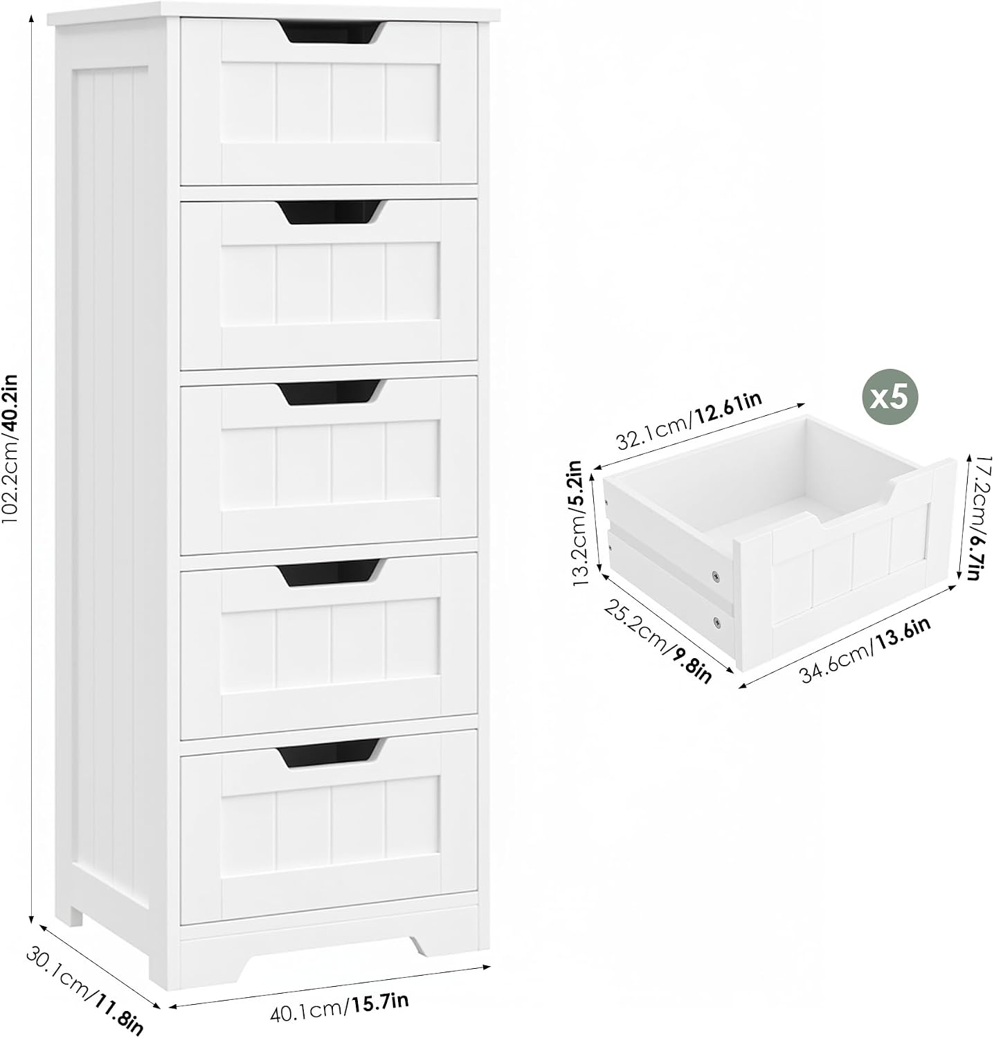 독립형 욕실 수납장, 5개의 서랍이 있는 나무 바닥 정 - Home Bathroom Cabinets 리뷰 및 가격