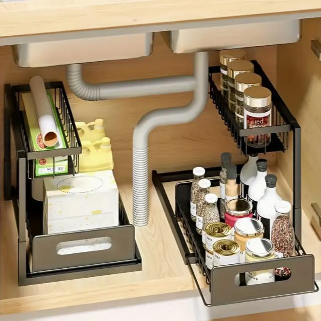헤비 듀티 풀아웃 캐비닛 정리함 싱크대 하부 수납 랙  - Home Bathroom Cabinets 리뷰 및 가격
