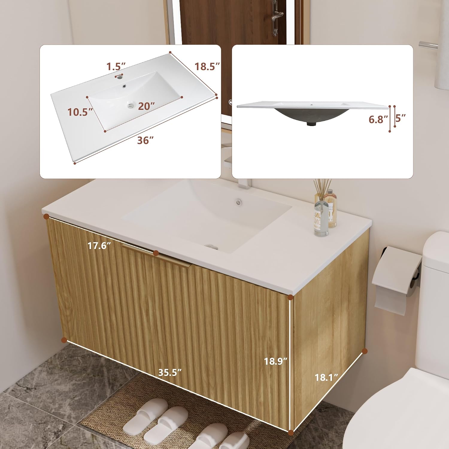 현대적인 플로팅 욕실 세면대, 물결무늬 문, 벽걸이형  - Home Bathroom Cabinets 리뷰 및 가격