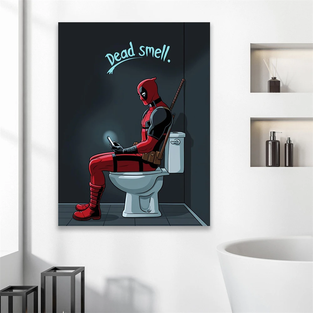 1PC 프레임리스 데드풀 재미있는 욕실 포스터 스윗 베 - Home Bathroom Toilet 리뷰 및 가격