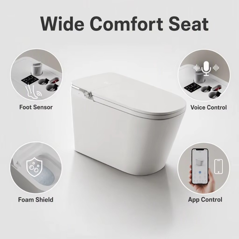 화이트 스마트 변기 사각형 변기 바닥 설치형 온열 시트 - Home Bathroom Toilet 리뷰 및 가격