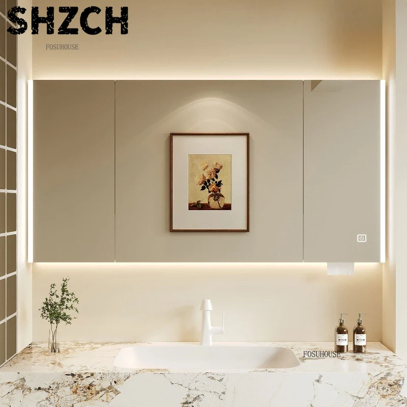 현대적인 두꺼운 욕실 거울과 통합형 스마트 수납장이 있 - Home Bathroom Cabinets 리뷰 및 가격