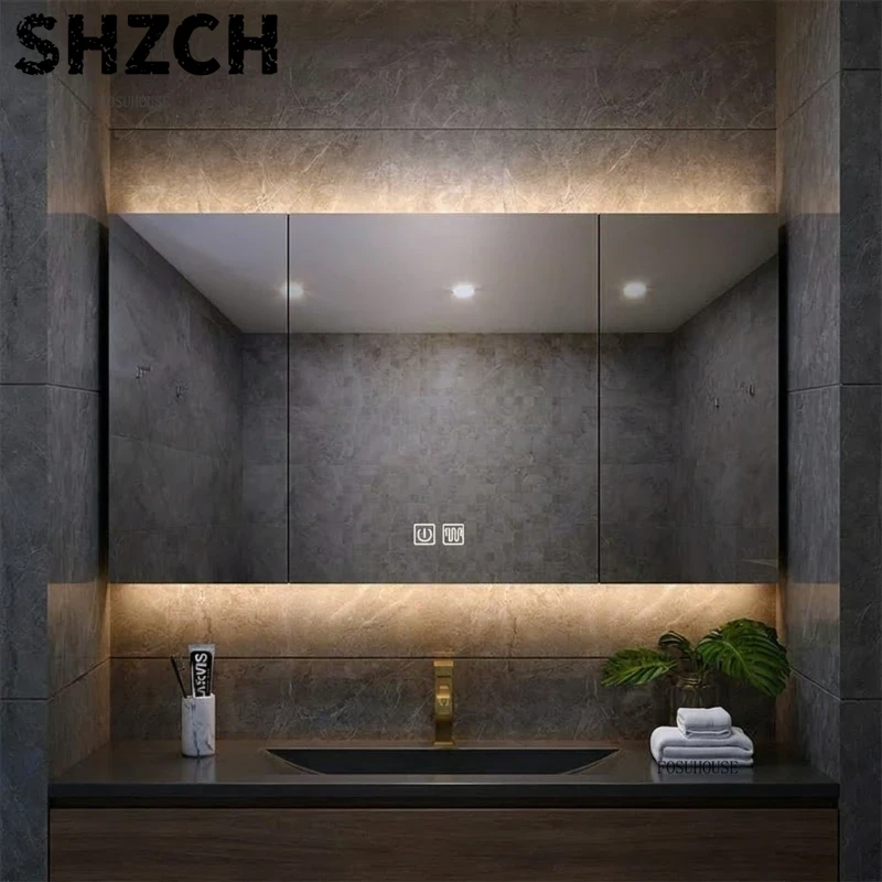 현대적인 두꺼운 욕실 거울과 통합형 스마트 수납장이 있 - Home Bathroom Cabinets 리뷰 및 가격
