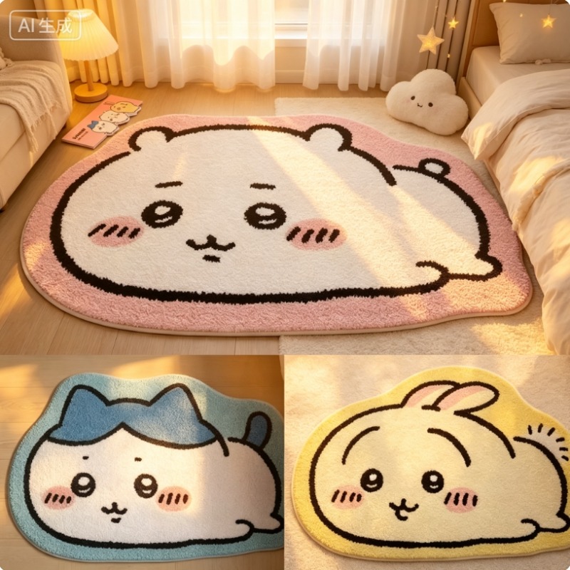 치이카와 만화 러그 애니메이션 하치와레 우사기 플러시  - Home Bathroom Rugs 리뷰 및 가격