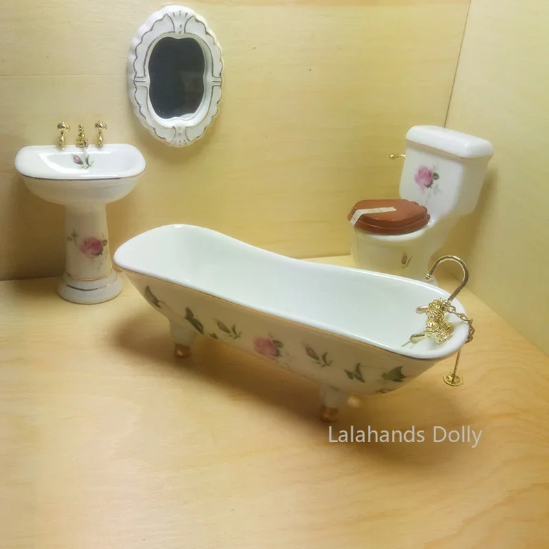 4 개/대 인형 집 미니 욕실 세트 모델 완구 인형 집 - Home Bathroom Supplies 리뷰 및 가격