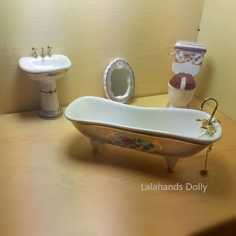 4 개/대 인형 집 미니 욕실 세트 모델 완구 인형 집 - Home Bathroom Supplies 리뷰 및 가격