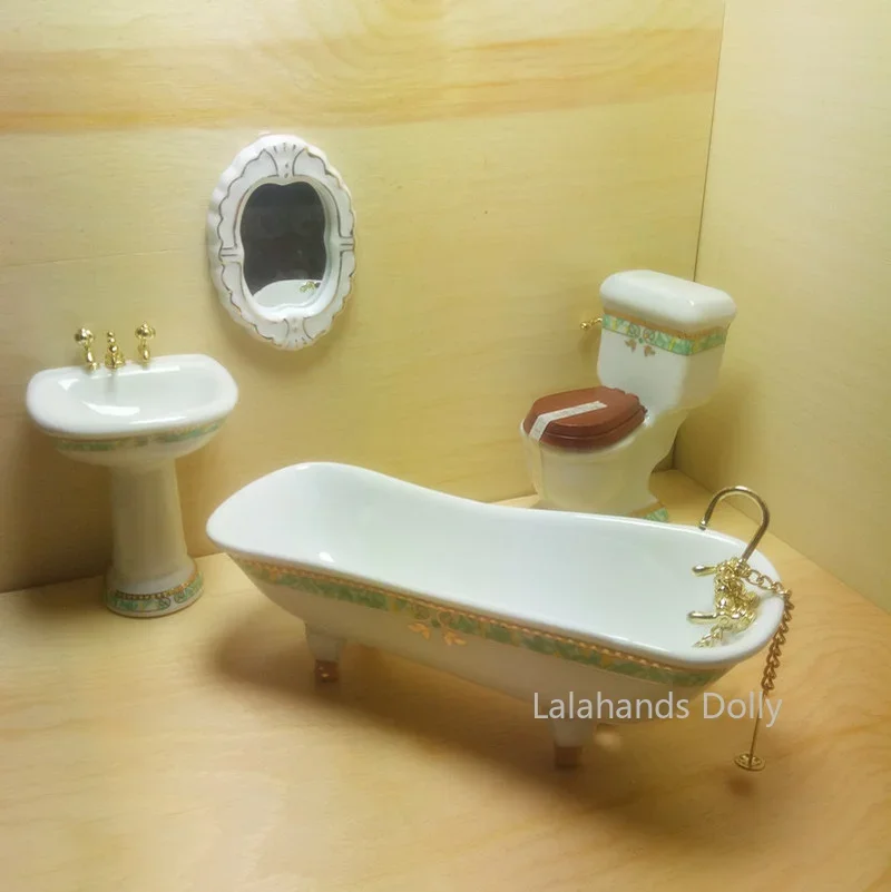 4 개/대 인형 집 미니 욕실 세트 모델 완구 인형 집 - Home Bathroom Supplies 리뷰 및 가격
